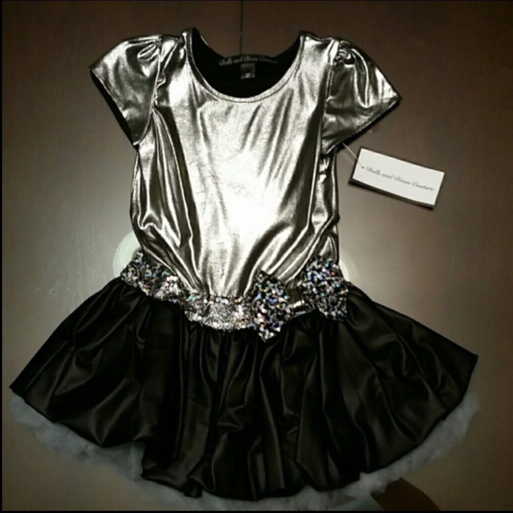 Dolls and Divas Couture NWT Boutique Sparkling Silver Girls Tutu Dress